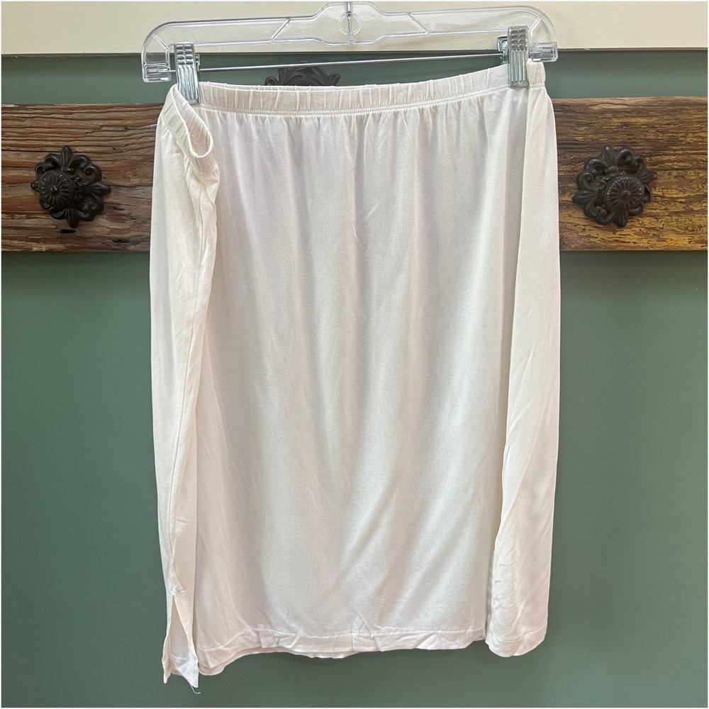 WinterSilks Womens XL Ivory 100% Pure Silk Knit Half Slip Skirt Side Slit